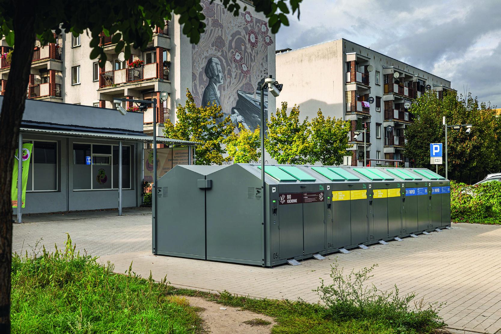Saubere Müllanlage im Wohngebiet